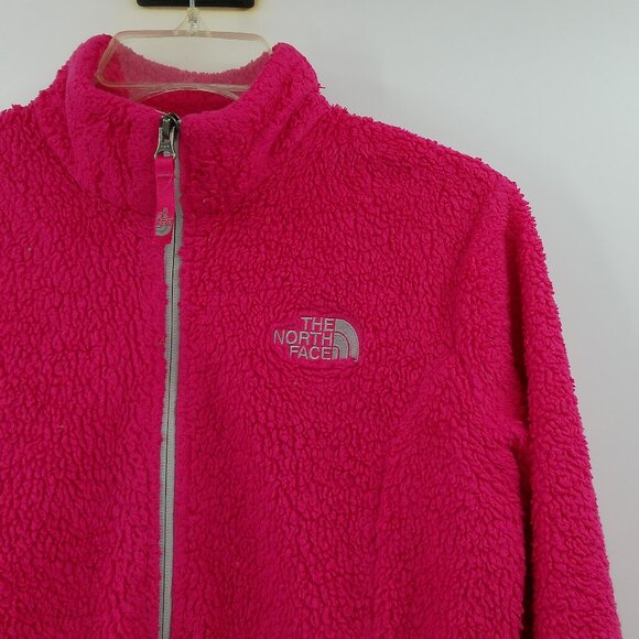 THE NORTH FACE Girl's Pink Fleece Full Zip Jacket L 14 / 16 Front & Back Logo - Picture 4 of 9